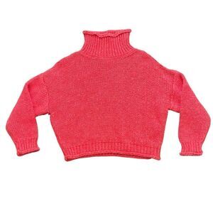 Anthropologie Cropped Turtleneck Sweater | Made in Italy | XS | Coral Knit